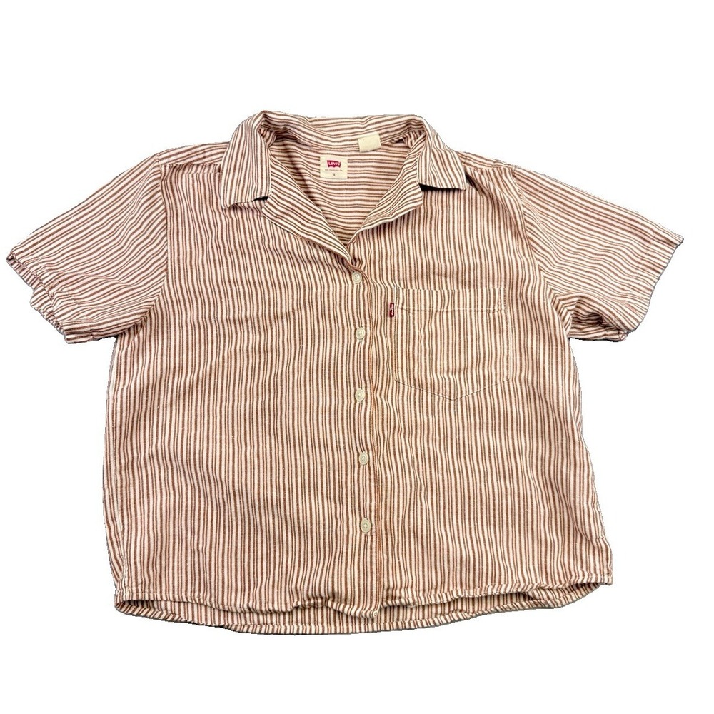 Levi's Women's Aiden Short Sleeve Button Front Shirt Sz Sm Boxy Lagenlook Boho